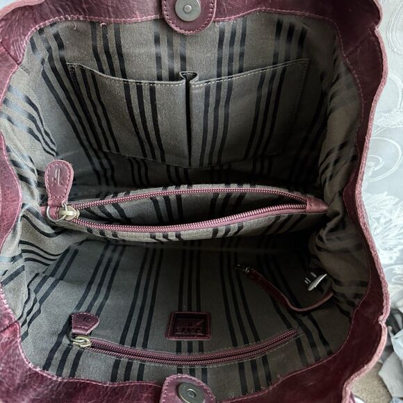 FRYE Melissa Leather Shoulder Tote Bag Distressed Merlot Large Padded pocket - Picture 6 of 16